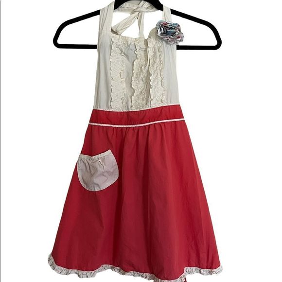 Anthropologie Apron -  Coral Cream Ruffle Flower ASO Taylor Swift - Picture 1 of 9